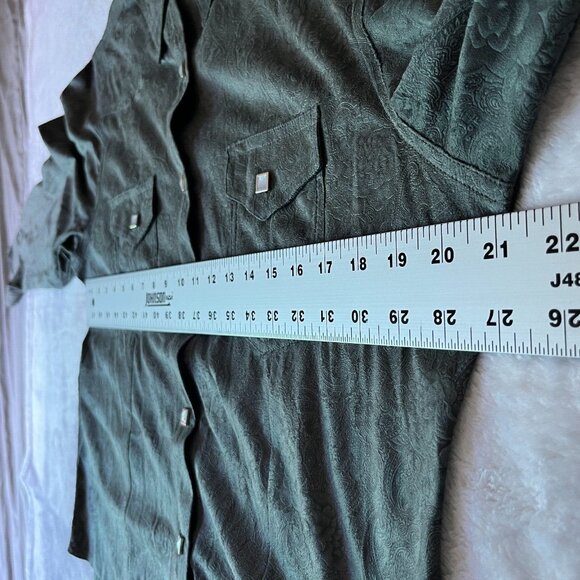 Outback Trading Company Western Faux Suede Paisley Snap Button Shirt Medium New - Picture 6 of 9